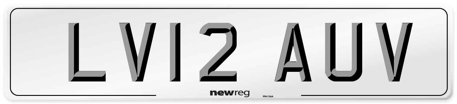LV12 AUV Number Plate from New Reg